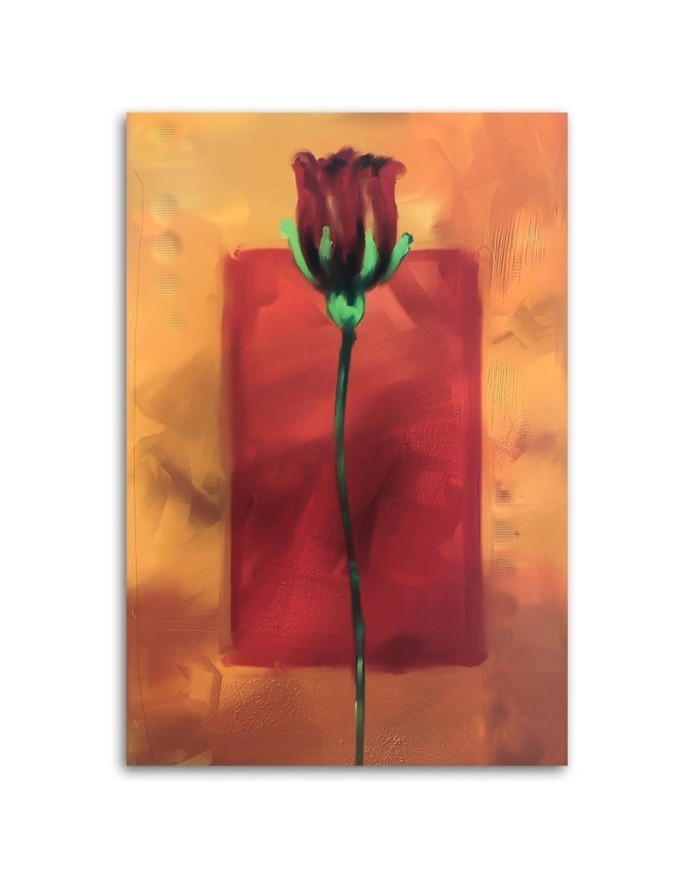 Hand-painted red rose - Modern Canvas painting for the living room | FEEBY
