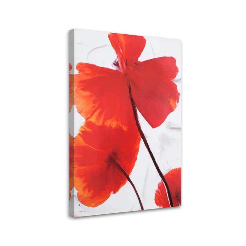 Red poppies on a light background - Canvas prints as hand painted | FEEBY