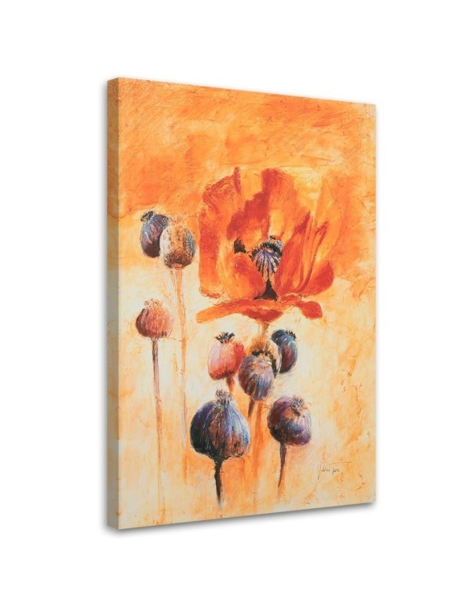 Hand-painted poppies in bloom - Hand-painted painting | FEEBY