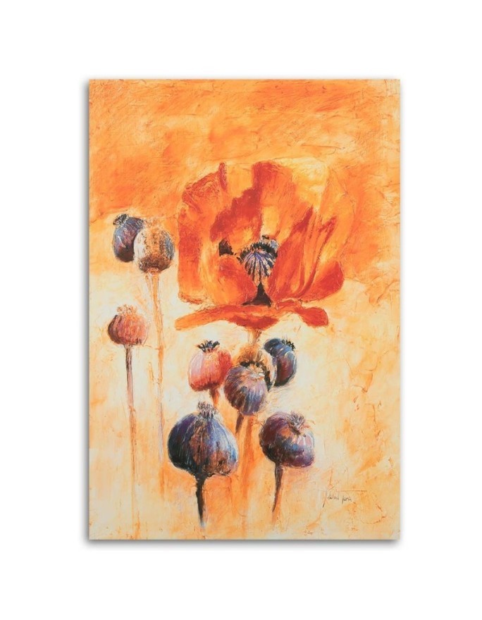 Hand-painted poppies in bloom - Hand-painted painting | FEEBY