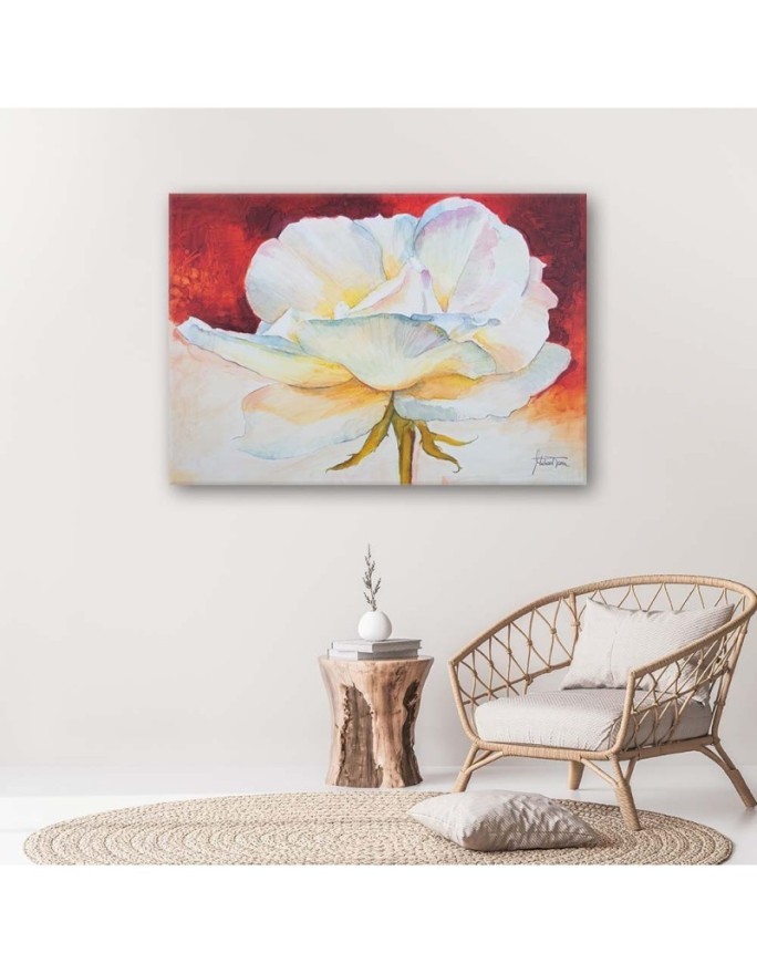White peony flower - Hand-painted Canvas painting | FEEBY