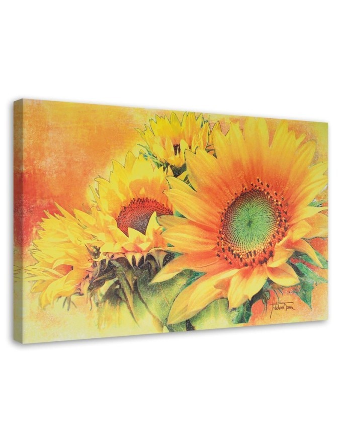 Canvas prints for living room - Painted sunflowers | FEEBY