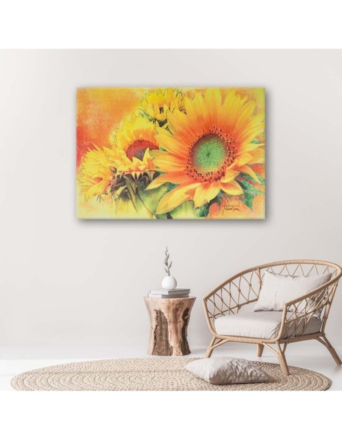 Canvas prints for living room - Painted sunflowers | FEEBY