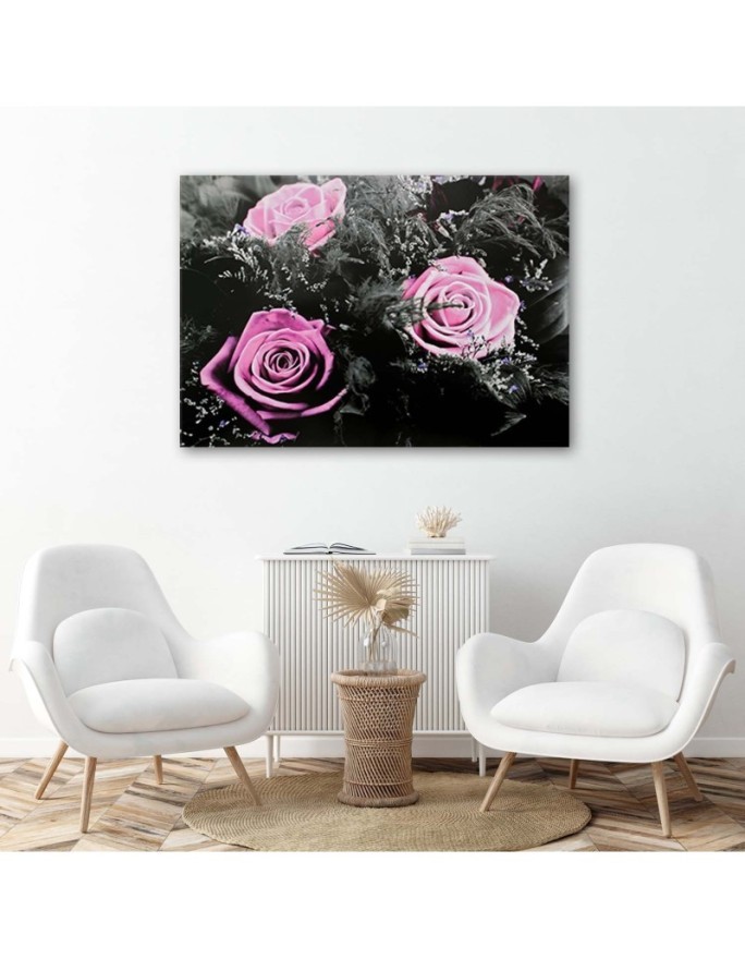 Canvas prints for living room - Pink rose flowers | FEEBY