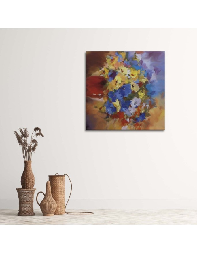 Hand-painted Canvas prints - Colourful flowers on a meadow | FEEBY