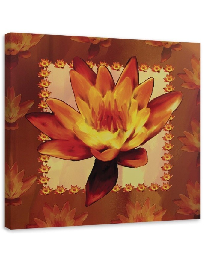 Canvas painting - Water lily on orange background | FEEBY