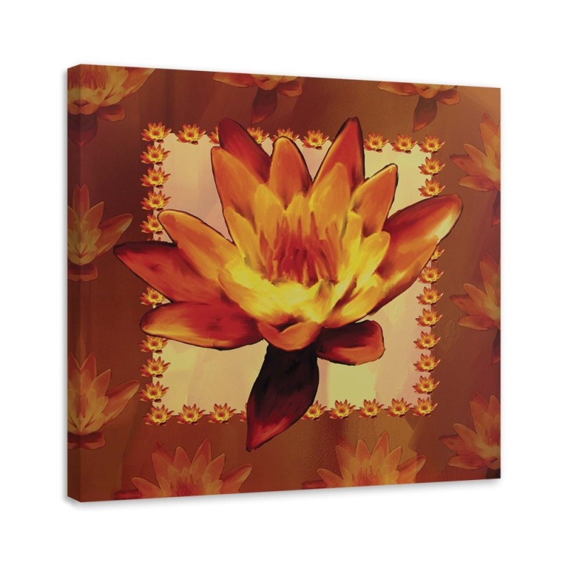 Canvas painting - Water lily on orange background | FEEBY