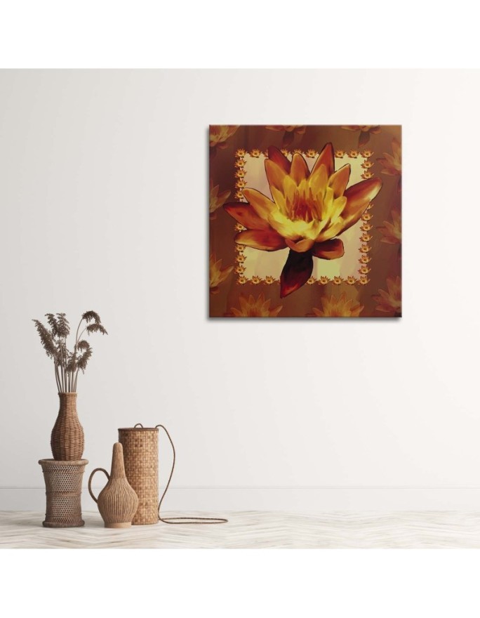 Canvas painting - Water lily on orange background | FEEBY