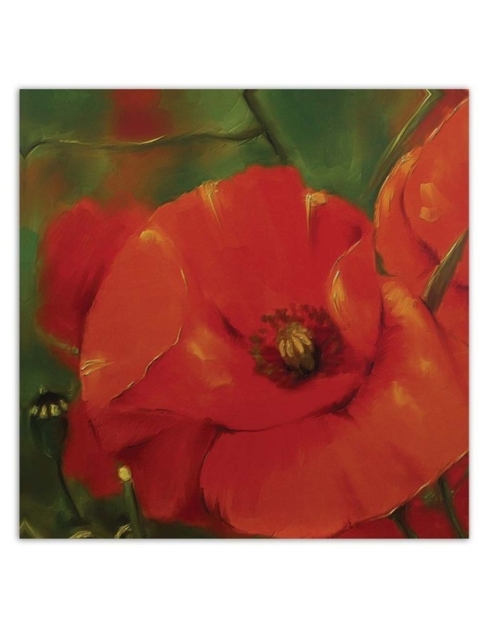 Hand-painted Canvas painting - Red poppies in a meadow | FEEBY