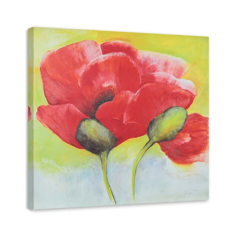 Red painted poppies - Flower canvas wrapped painting | FEEBY