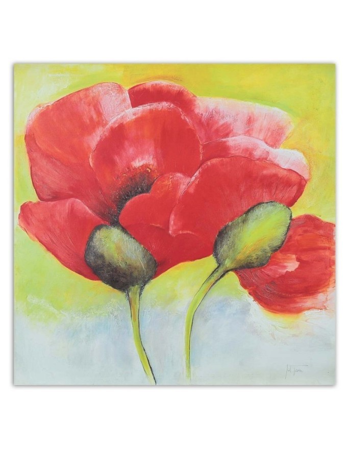 Red painted poppies - Flower canvas wrapped painting | FEEBY