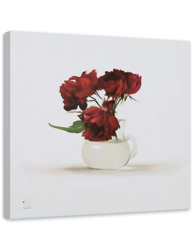 Painted painting - Red roses in a vase | FEEBY