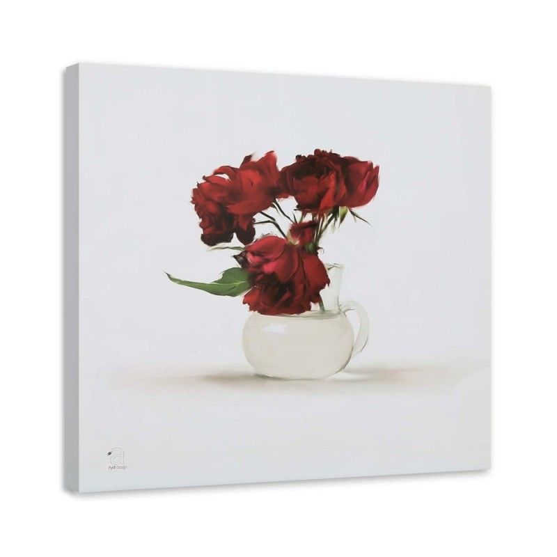 Painted painting - Red roses in a vase | FEEBY
