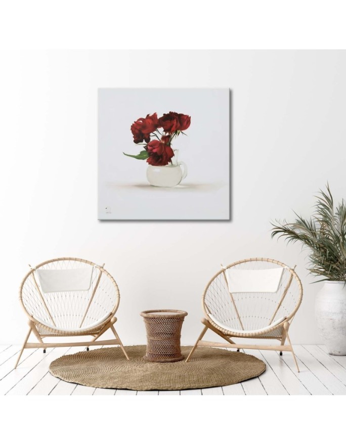 Painted painting - Red roses in a vase | FEEBY