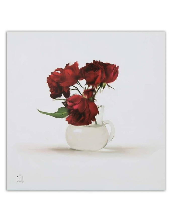 Painted painting - Red roses in a vase | FEEBY