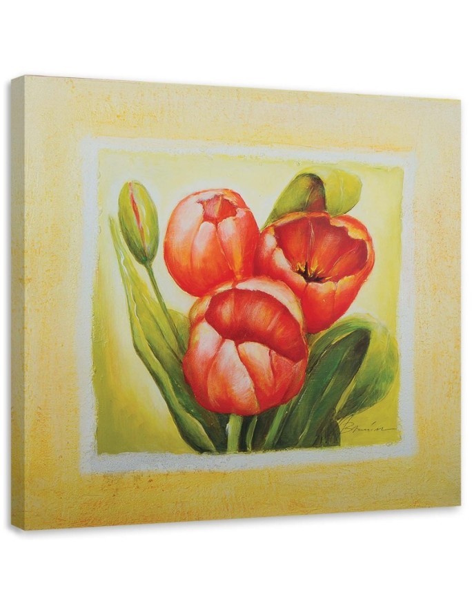 Red tulips - Flower Canvas painting | FEEBY