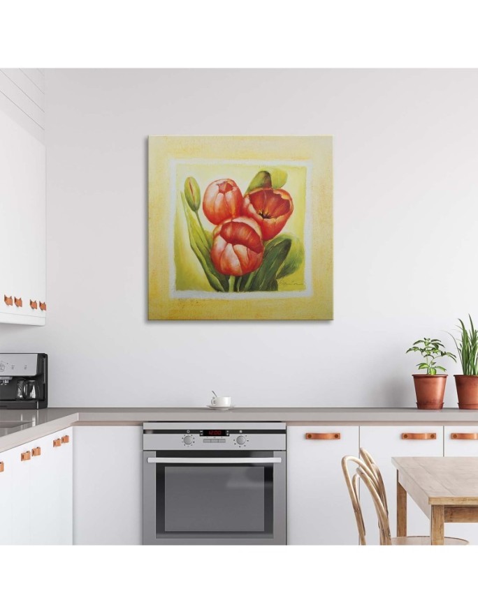 Red tulips - Flower Canvas painting | FEEBY