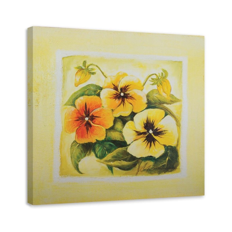 Painting on Canvas for living room - Yellow pansies flowers | FEEBY