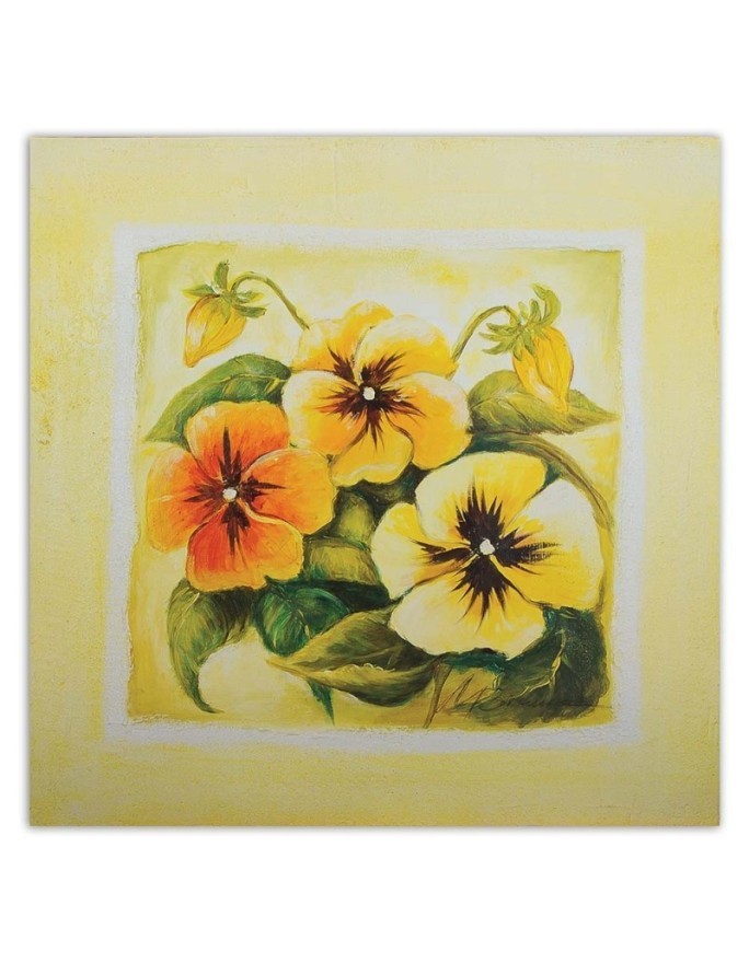 Painting on Canvas for living room - Yellow pansies flowers | FEEBY