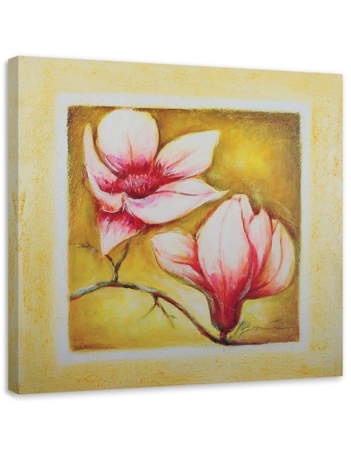 Hand-painted Canvas painting - Two cherry tree flowers | FEEBY