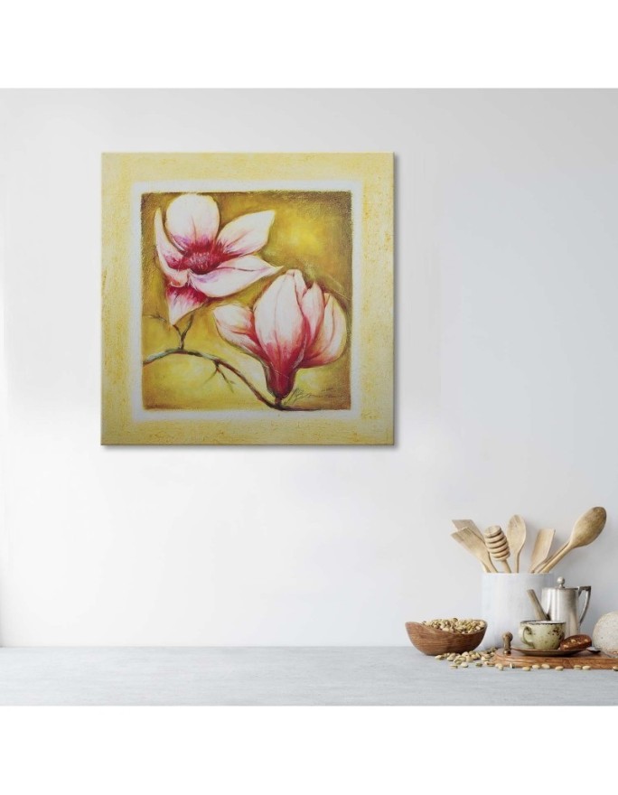 Hand-painted Canvas painting - Two cherry tree flowers | FEEBY