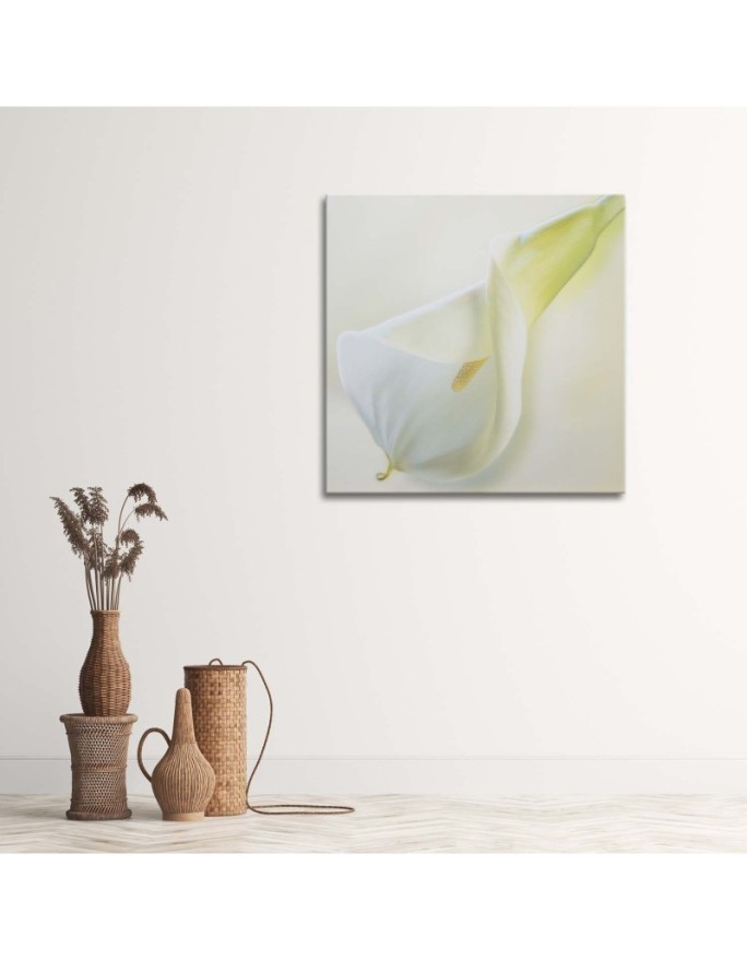 Hand-painted Canvas painting - White calla flower plant nature | FEEBY