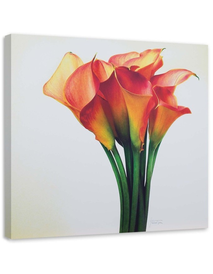 Canvas prints as hand-painted - Kalias bouquet of red flowers | FEEBY