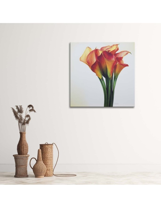 Canvas prints as hand-painted - Kalias bouquet of red flowers | FEEBY