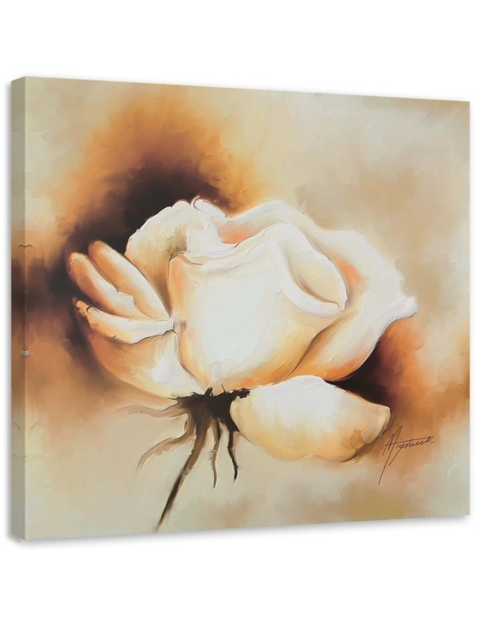 Living room Canvas painting - Cream rose flower | FEEBY