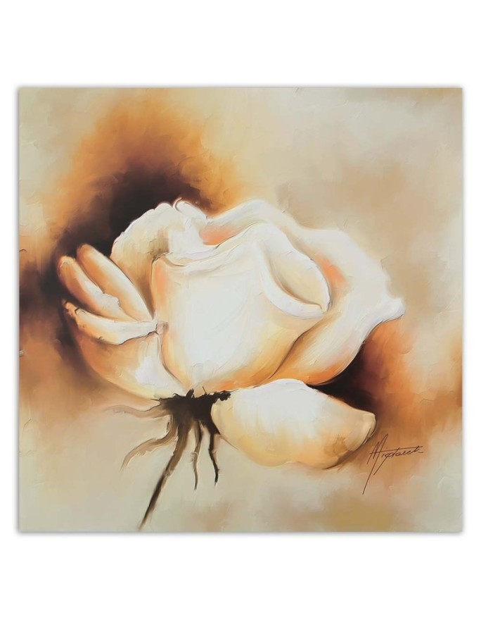 Living room Canvas painting - Cream rose flower | FEEBY