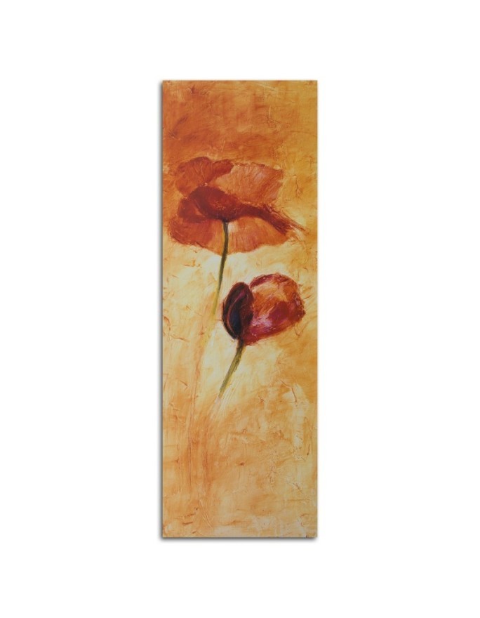 Picture on wrapped canvas for the living room - Poppy flower as hand-painted | FEEBY