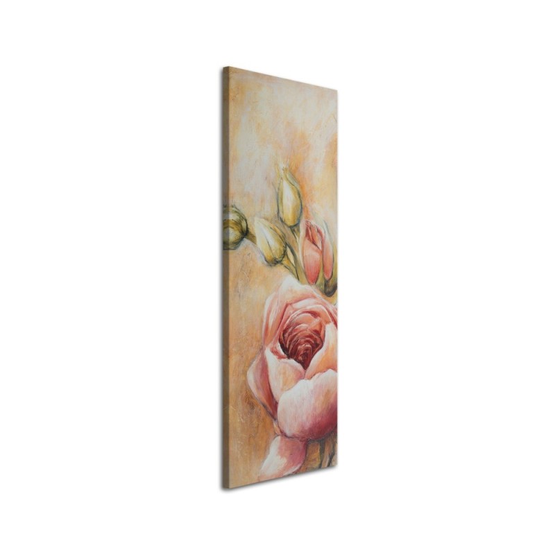 Pink roses and buds - Hand-painted Canvas painting | FEEBY