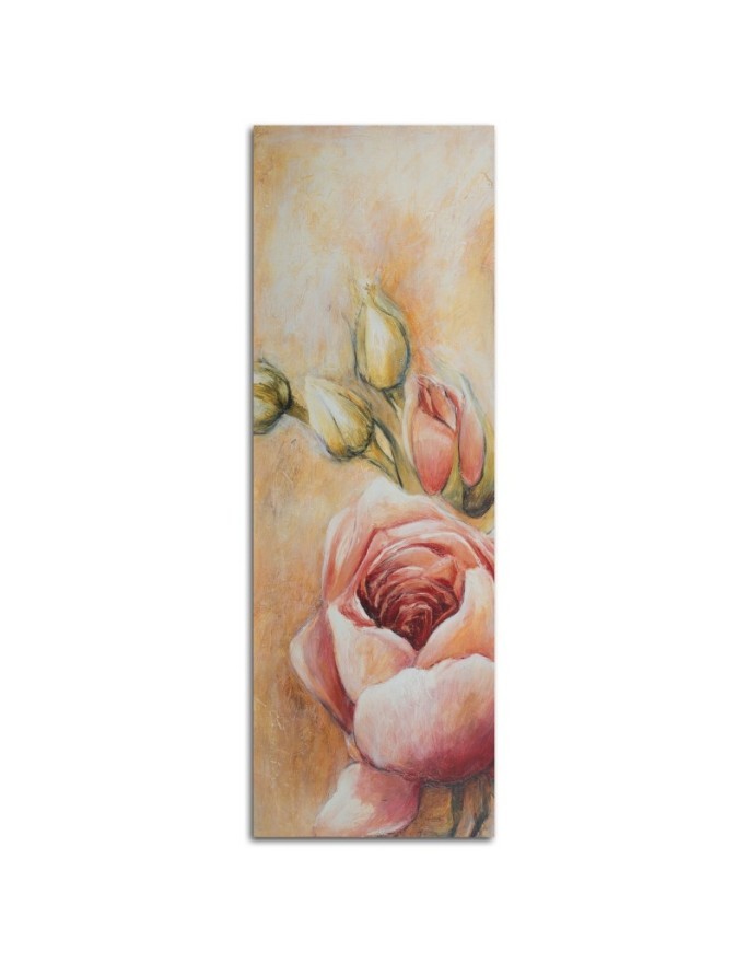 Pink roses and buds - Hand-painted Canvas painting | FEEBY