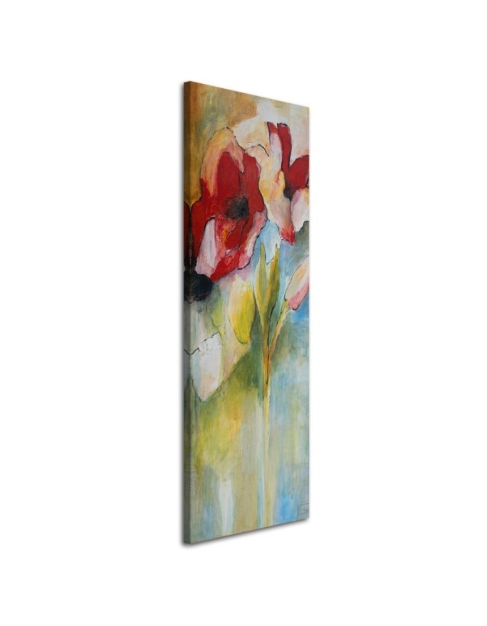 Poppies and rose buds - Hand painted painting | FEEBY