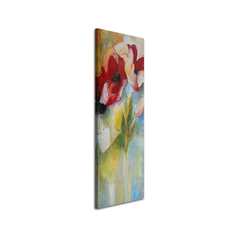 Poppies and rose buds - Hand painted painting | FEEBY