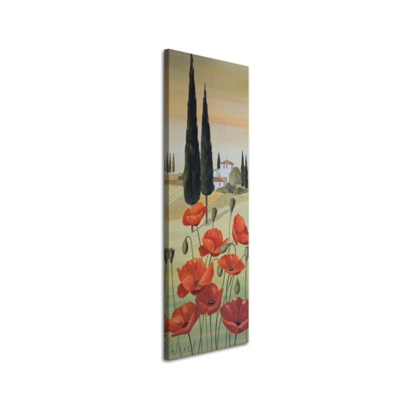 Poppies and Tuscan landscape - Painting as if hand-painted | FEEBY