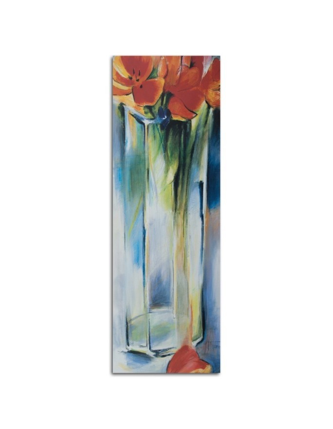 Poppies flowers in a vase - Hand-painted Canvas painting | FEEBY