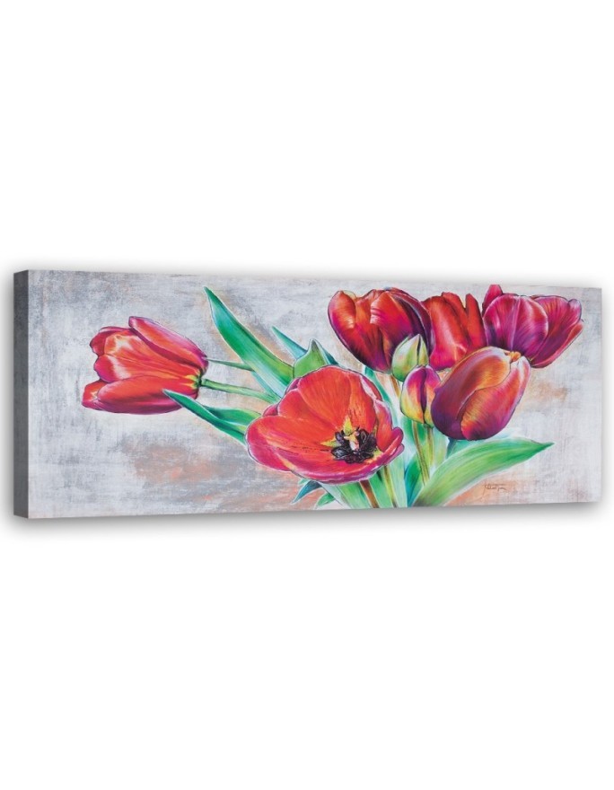 Bouquet of red tulips - Hand-painted Canvas arts | FEEBY