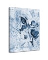 Magnolias on a blue background - Vintage style Canvas painting | FEEBY