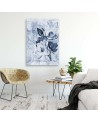 Magnolias on a blue background - Vintage style Canvas painting | FEEBY
