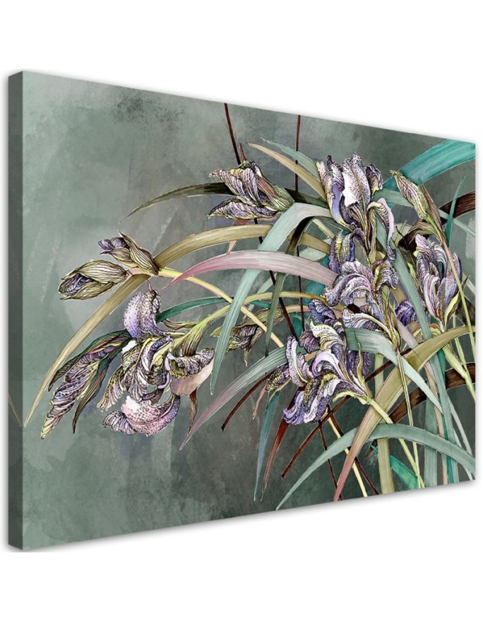 Flowers Irises in the wind - Living room canvas painting | FEEBY