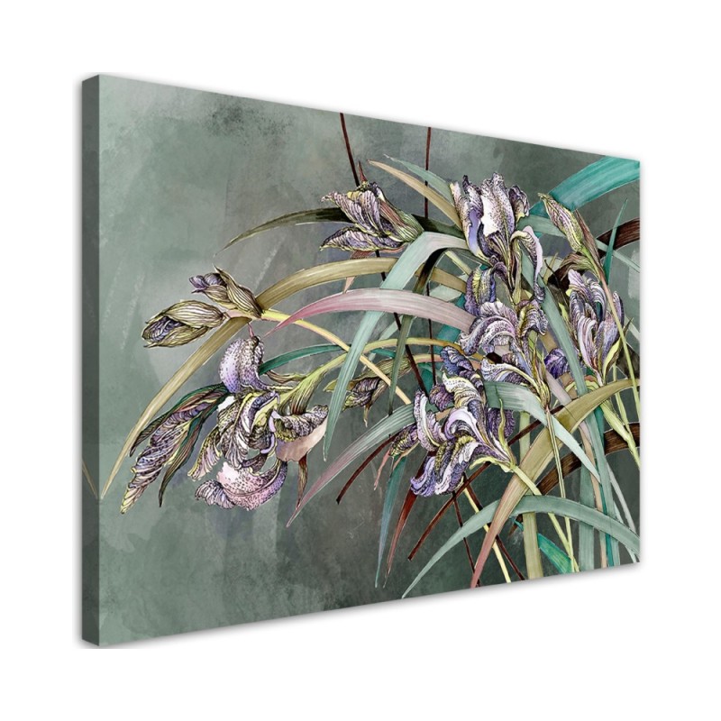 Flowers Irises in the wind - Living room canvas painting | FEEBY