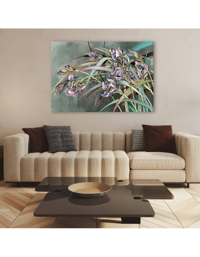 Flowers Irises in the wind - Living room canvas painting | FEEBY