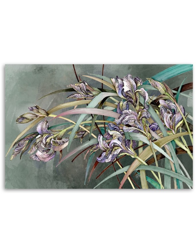 Flowers Irises in the wind - Living room canvas painting | FEEBY