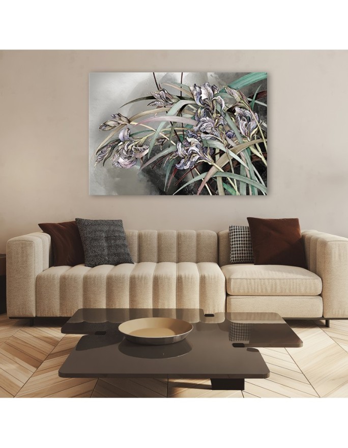 Flowers Irises in the wind - Printed Canvas prints for living room | FEEBY