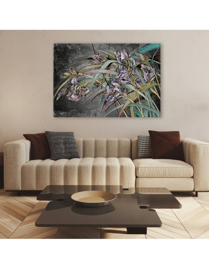 Irises flowers in the wind - Modern canvas painting | FEEBY