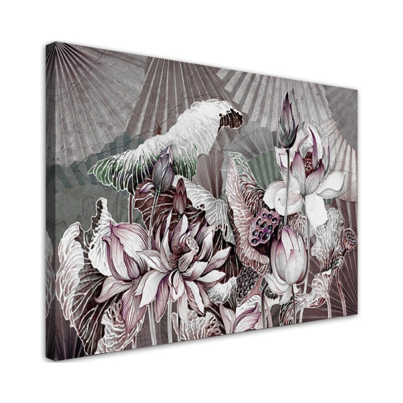 Lotus flower fans - Bedroom canvas painting | FEEBY