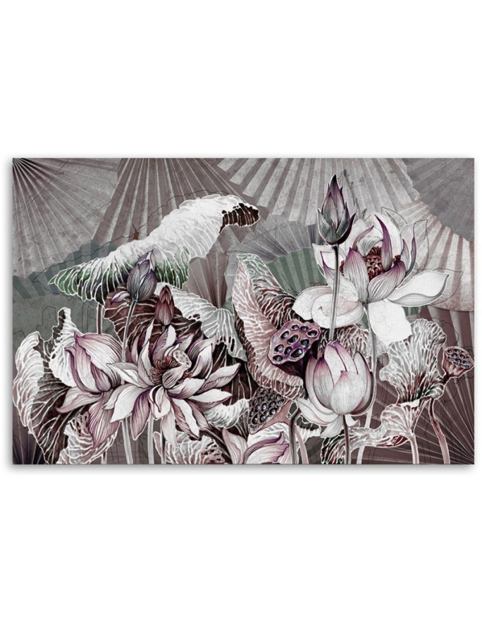Lotus flower fans - Bedroom canvas painting | FEEBY