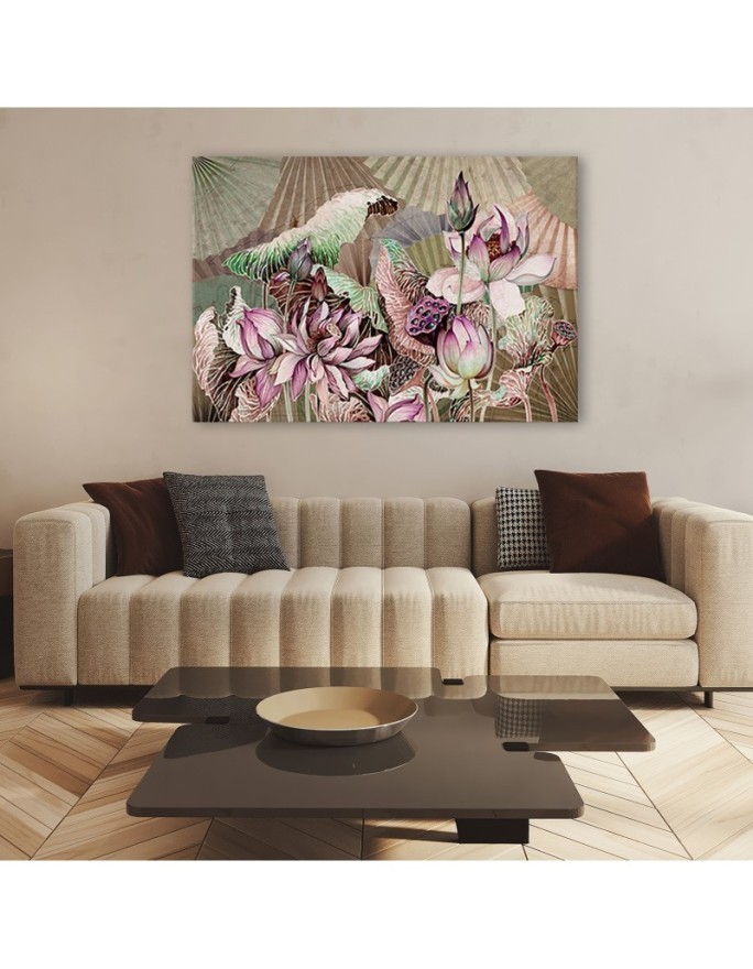 Lotus flower fans - Living room canvas painting | FEEBY