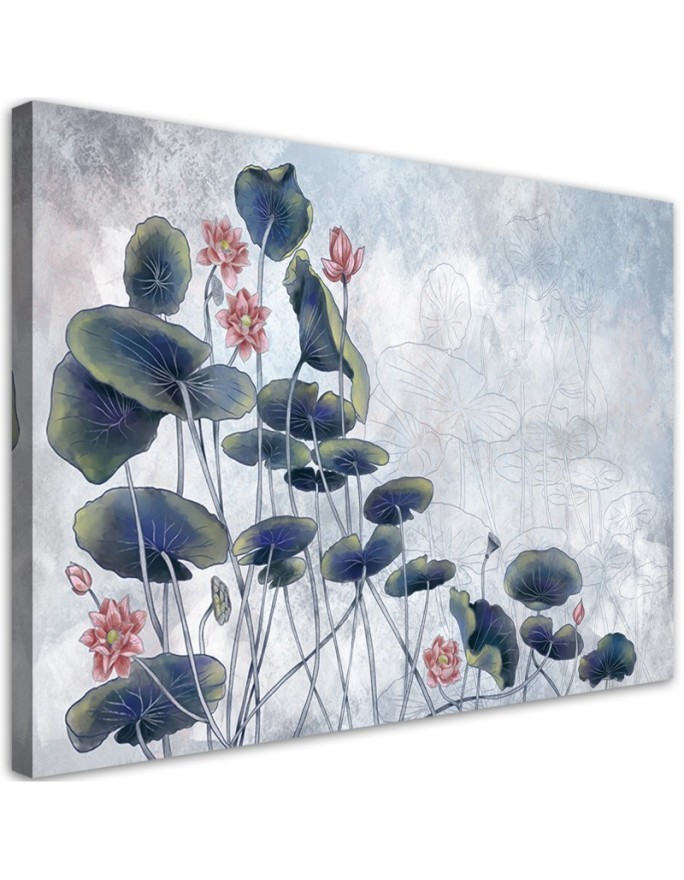 Red water lily - Bedroom canvas painting | FEEBY